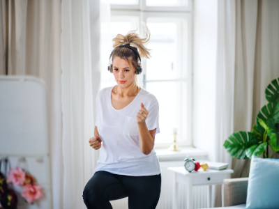 women working out at home